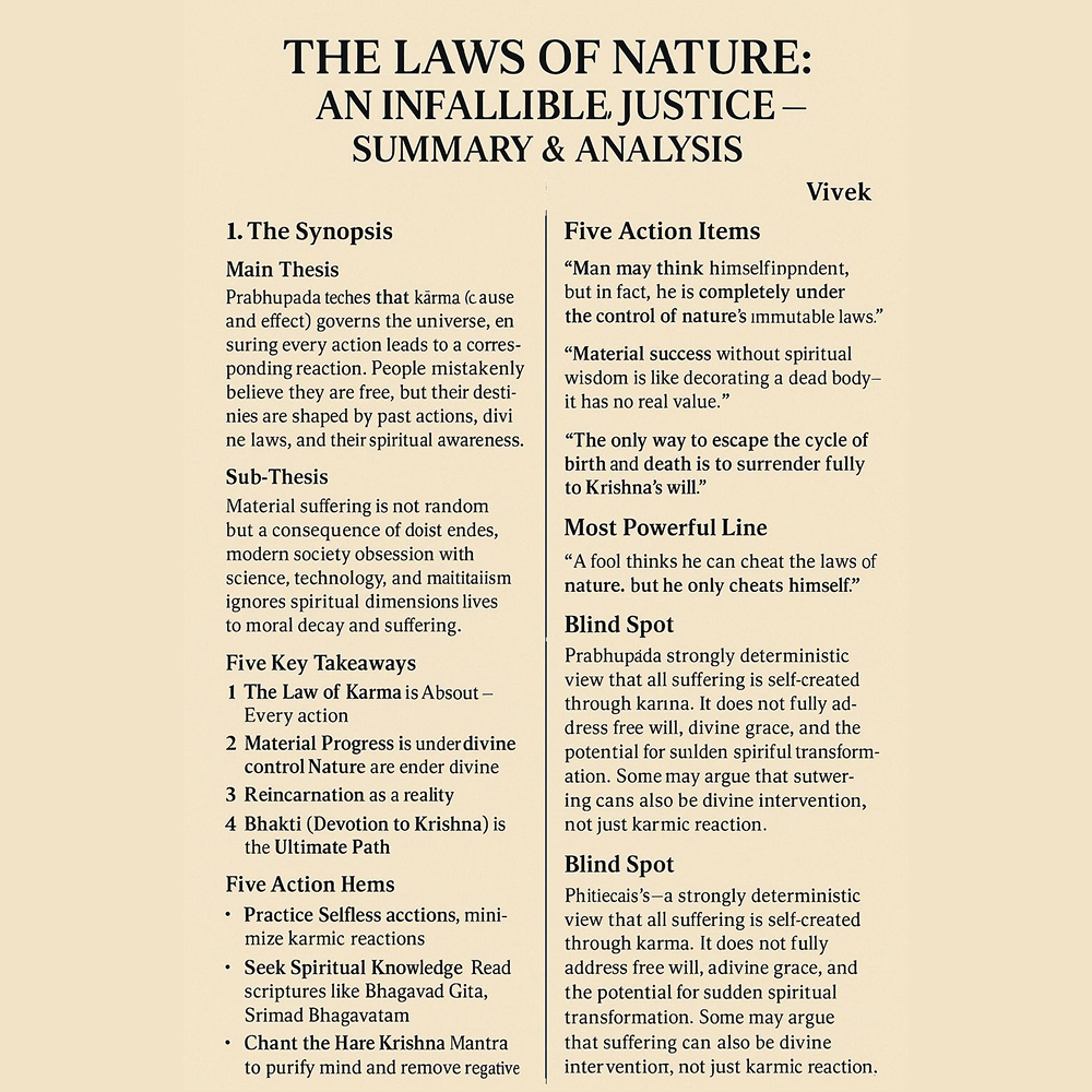The Laws of Nature: An Infallible Justice – Summary & Analysis
